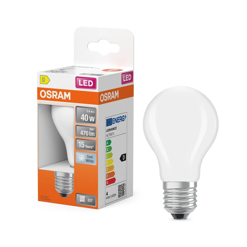 OSRAM Retrofit Classic LED Lampe matt (ex 40W) 4W / 4000K Kaltweiß E27