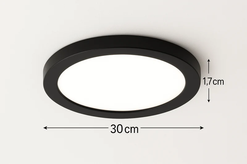 LED Deckenleuchte rund | 30CM | 12/18/24 Watt | Lichtfarbe einstellbar | Schwarz