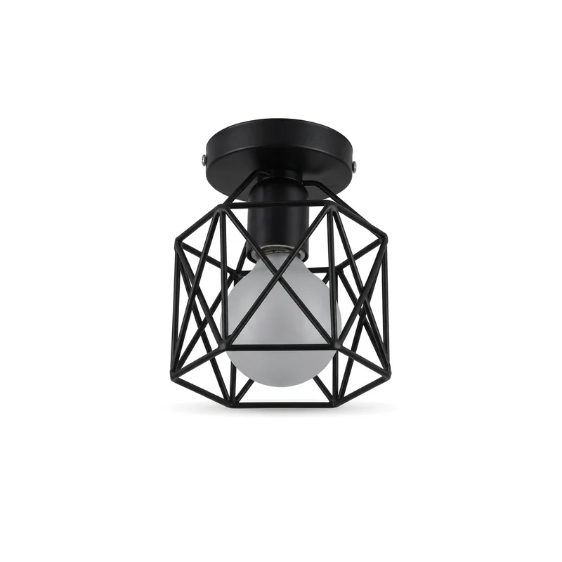 Geometrische Deckenleuchte Design Scheibe Schmiedeeisen Schwarz – Sveno