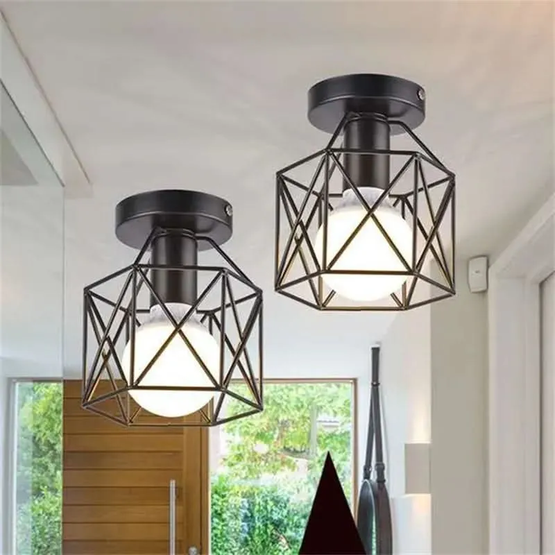 Geometrische Deckenleuchte Design Scheibe Schmiedeeisen Schwarz – Sveno