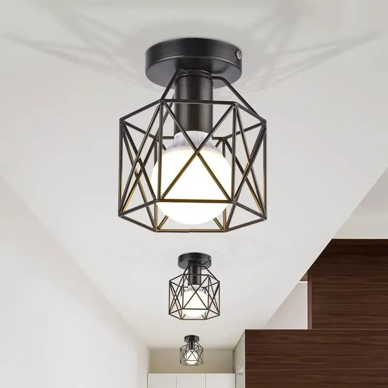 Geometrische Deckenleuchte Design Scheibe Schmiedeeisen Schwarz – Sveno