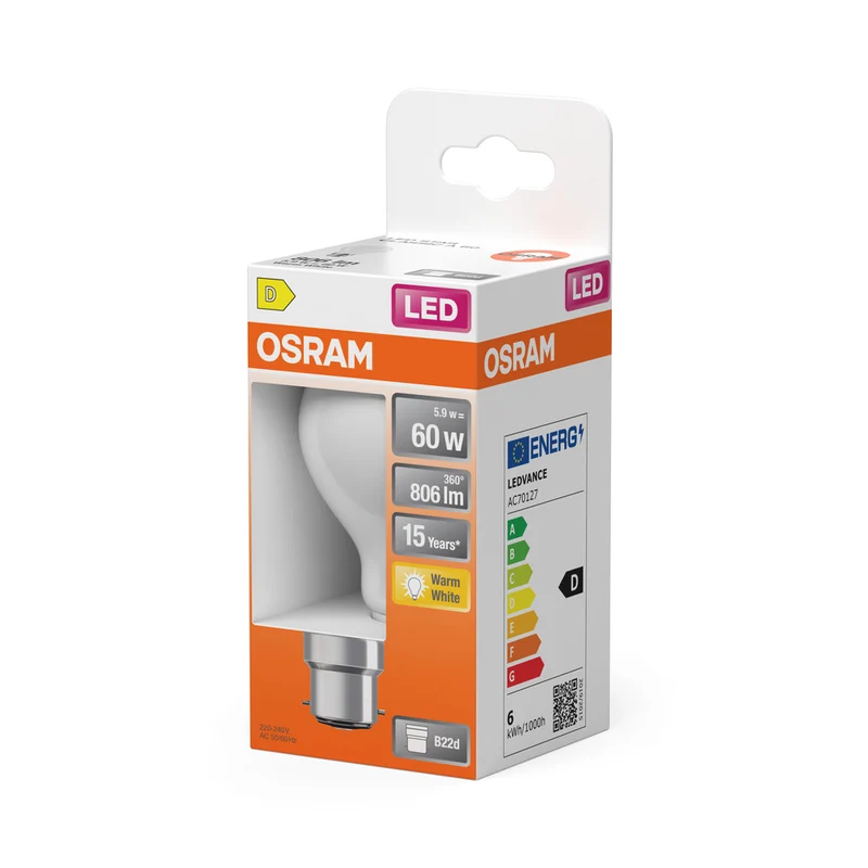 OSRAM LED Lampe LED Retrofit CLASSIC A 6.5W 827 Frosted B22d, 806 lm, 2700 K, Warmweiß