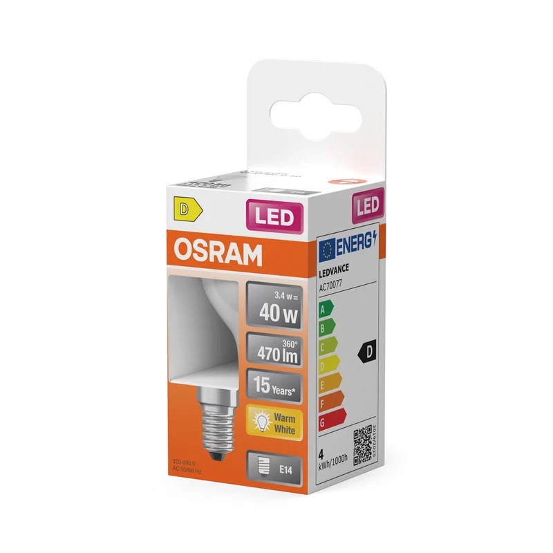 OSRAM Retrofit Classic P LED Lampe matt (ex 40W) 4W / 2700K Warmweiß E14