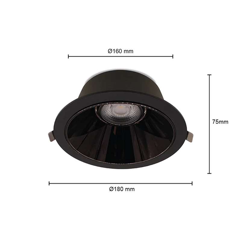 LED-DOWNLIGHT | KERBER | CCT-SCHALTER | Ø160MM | 16W | SCHWARZ