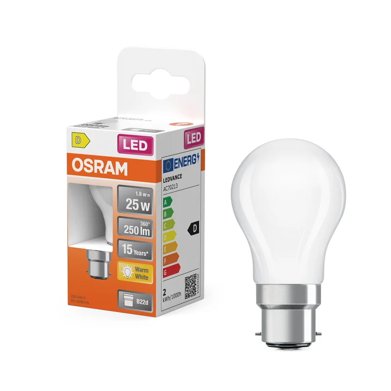 OSRAM LED Lampe LED Retrofit CLASSIC P 2.5W 827 Frosted B22d, 250 lm, 2700 K, Warmweiß