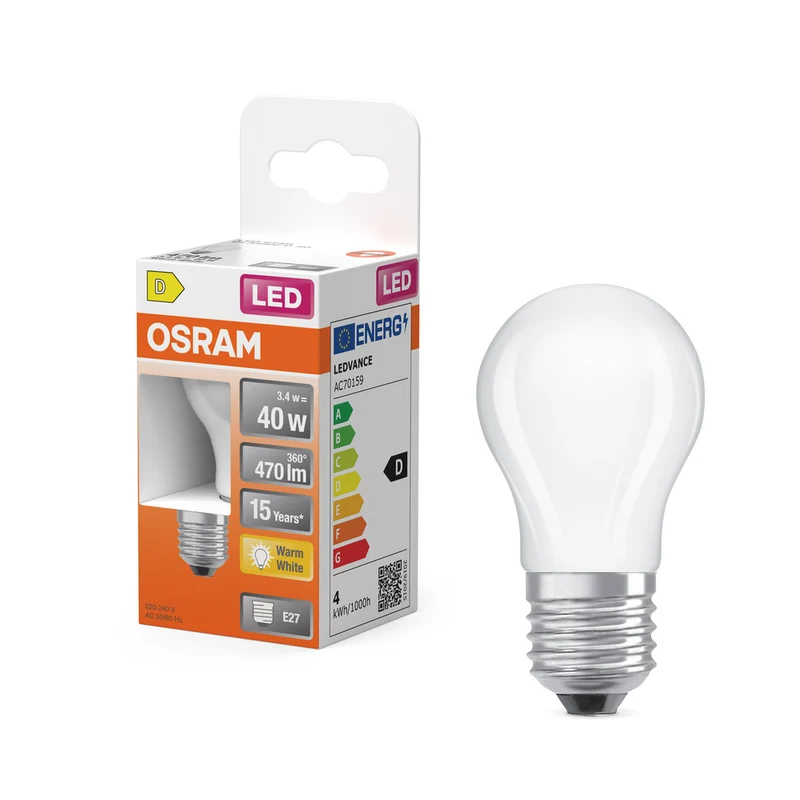 OSRAM LED Retrofit Classic P LED Lampe matt (ex 40W) 4W / 2700K Warmweiß E27
