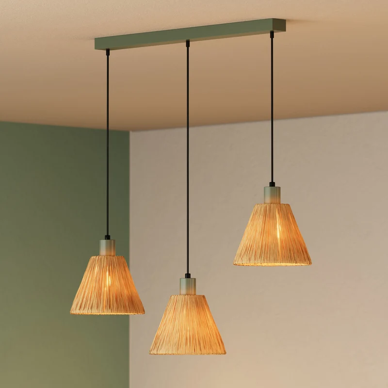 OSRAM DECOR Pendelleuchte Decor Raffia Linear grün, 3xE27
