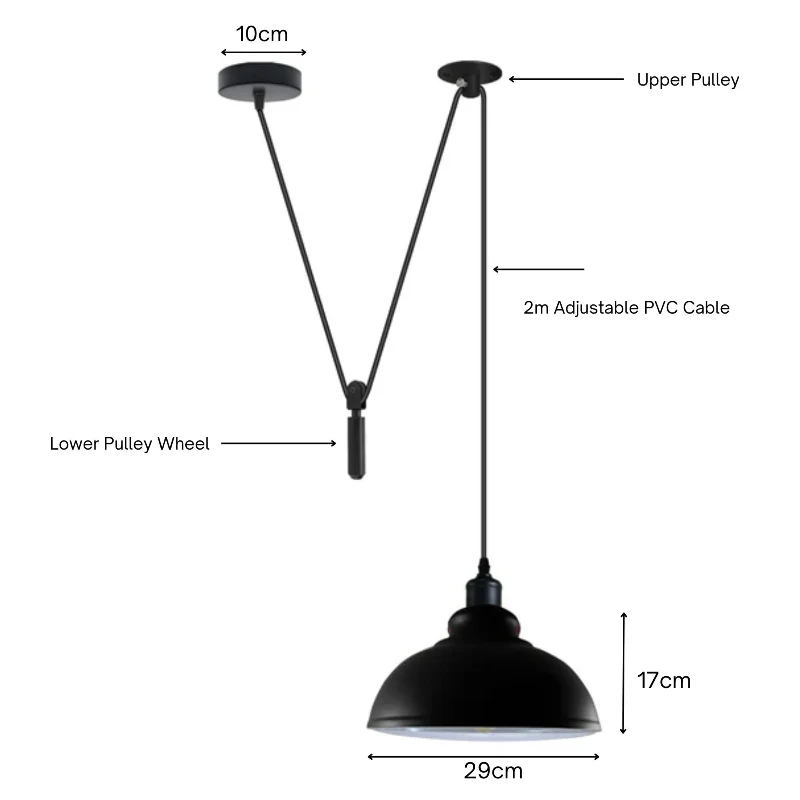 Industrial Pendelleuchte – Höhenverstellbar mit Seilzug, 29cm ~2850