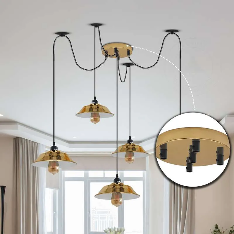 Retro Deckenbaldachin für Lampe rund 5-fach Steckdosen~2853