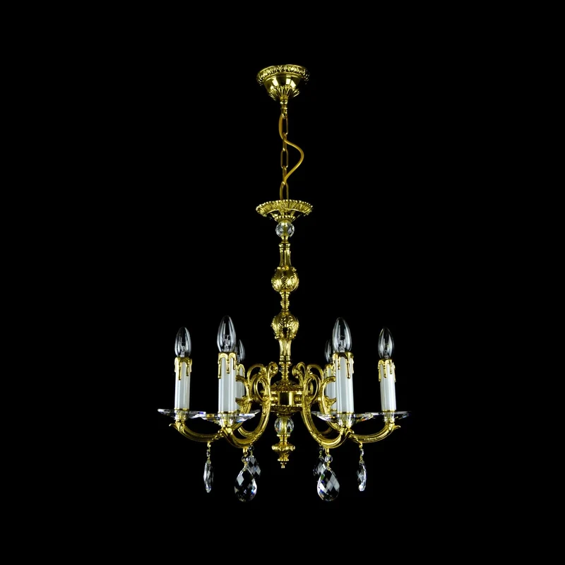 Casa Padrino Luxus Barock Kristall Kronleuchter Gold Ø 53 x H. 60 cm - Prunkvolle Messing Kronleuchter mit böhmischem Kristallglas - Barock Möbel - Edel & Prunkvoll