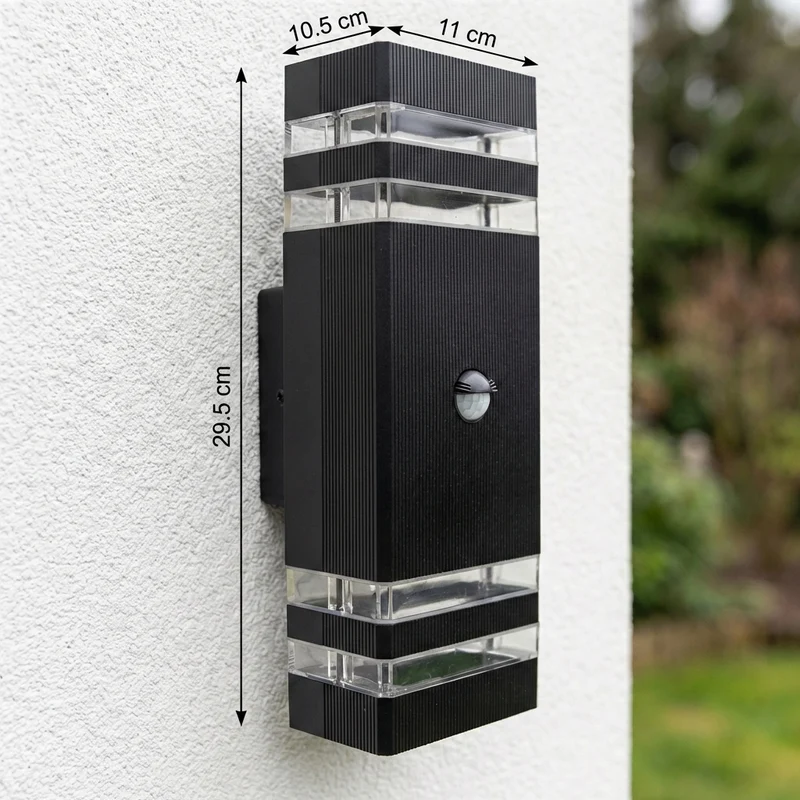 Wandleuchte mit Sensor | Auf und ab | IP65 | Schwarz | 2x GU10 | Inez