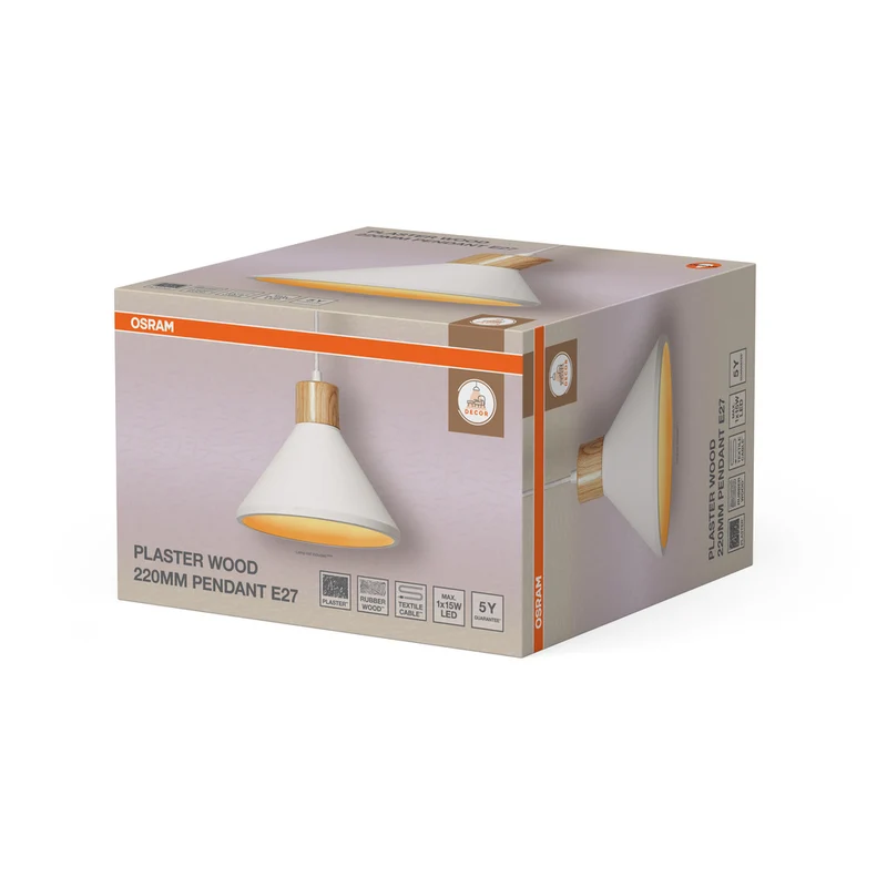 OSRAM DECOR Plaster Wood Gips Pendelleuchte, E27, 220 mm