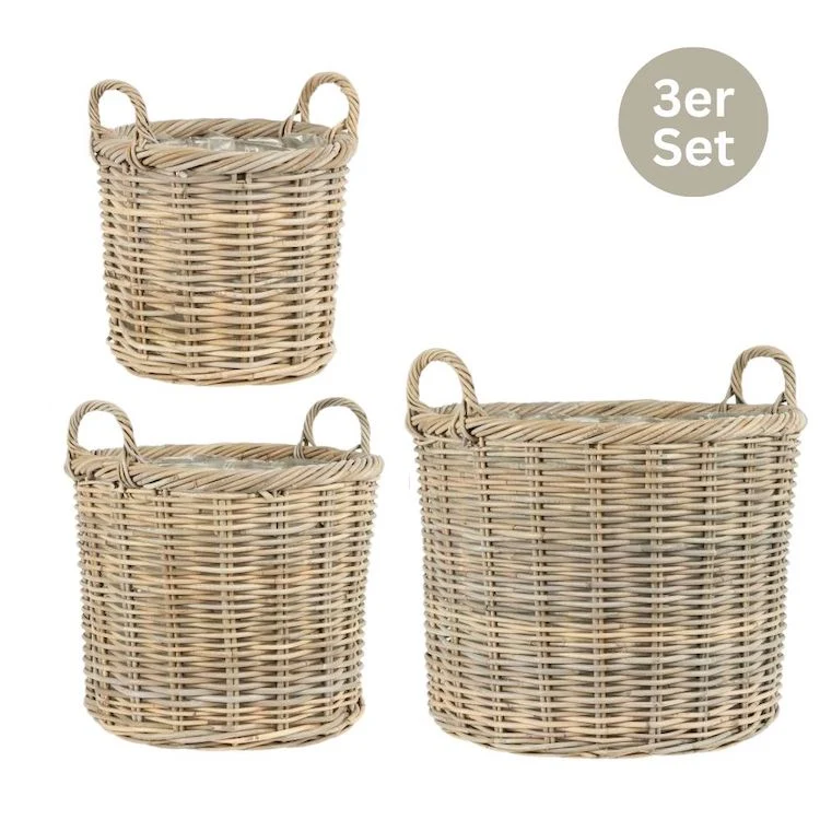 IB Laursen Rattan-Körbe 3er-Set rund