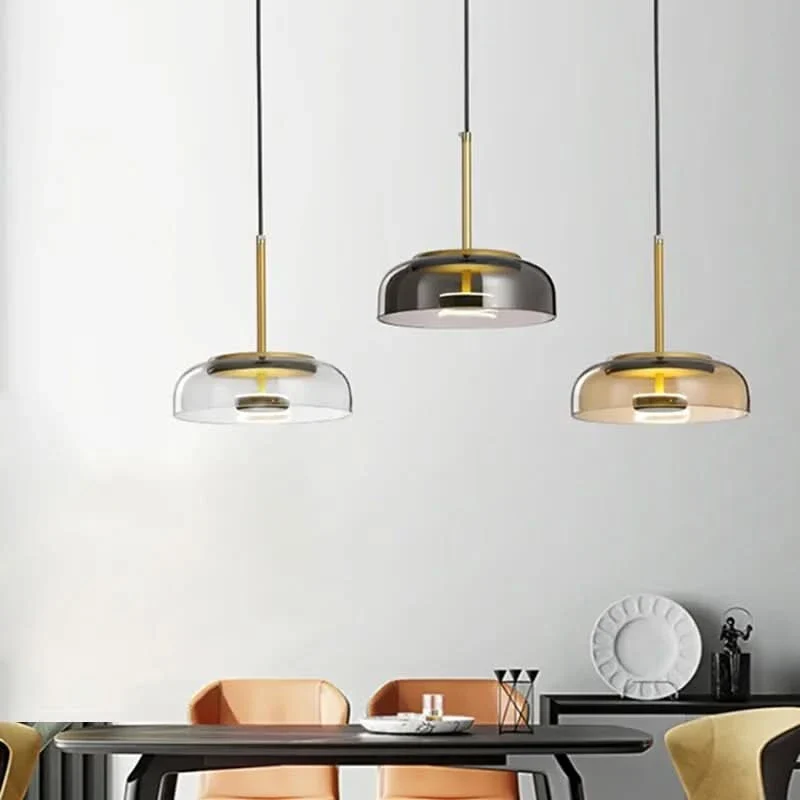 Moderne Hängelampe aus Glas und geschmiedetem Aluminium – Luminosa