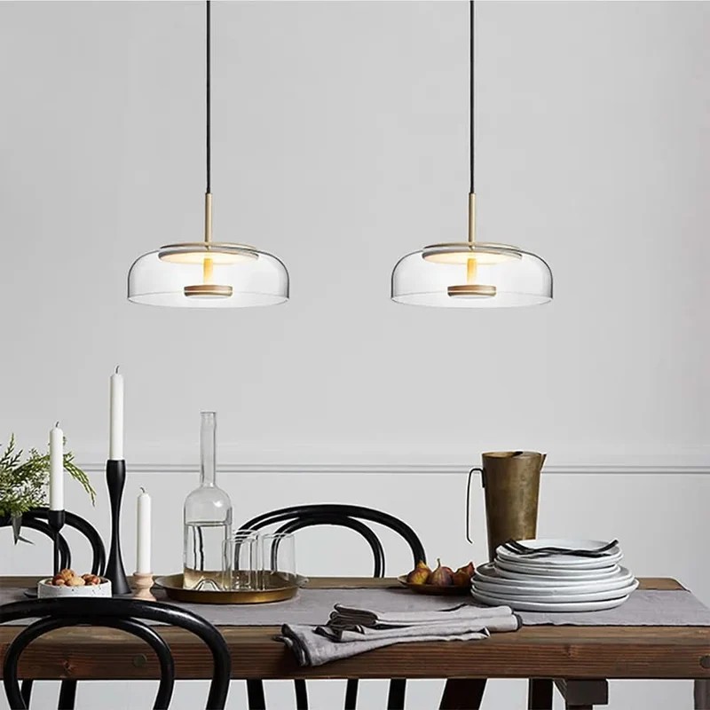 Moderne Hängelampe aus Glas und geschmiedetem Aluminium – Luminosa