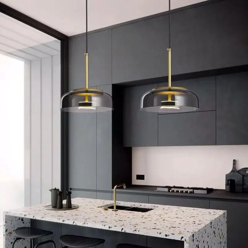Moderne Hängelampe aus Glas und geschmiedetem Aluminium – Luminosa