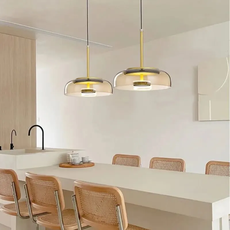 Moderne Hängelampe aus Glas und geschmiedetem Aluminium – Luminosa