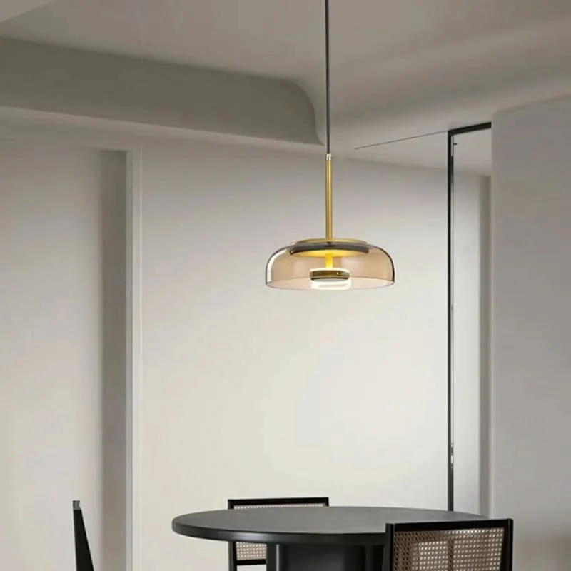 Moderne Hängelampe aus Glas und geschmiedetem Aluminium – Luminosa