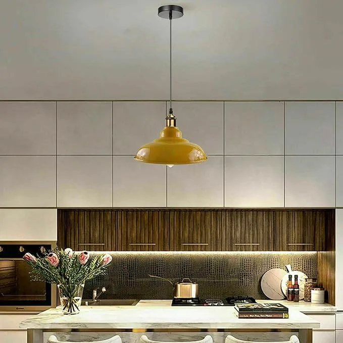 Moderne Pendelleuchte in Gelb mit E27 –195cm Kabel – Komplettset aus Metall~ 2823