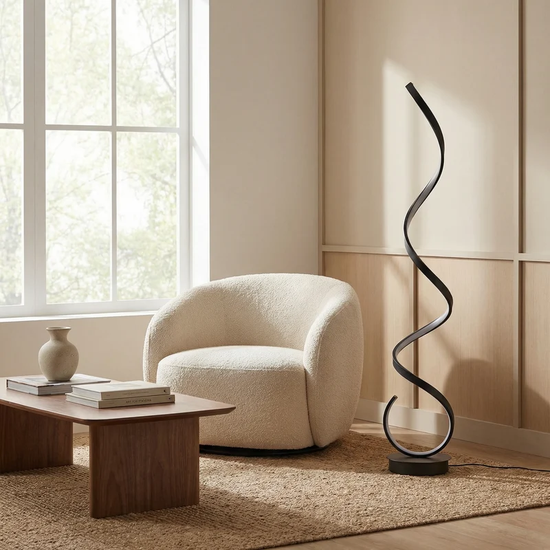 Moderne Stehleuchte mit eleganter Silhouette und Spiralform – Twysta