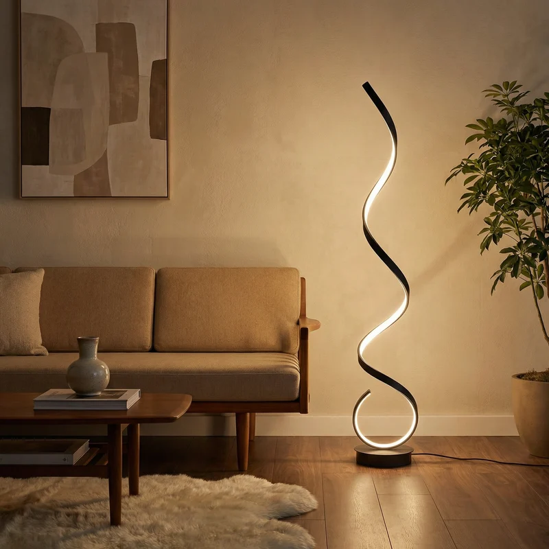 Moderne Stehleuchte mit eleganter Silhouette und Spiralform – Twysta