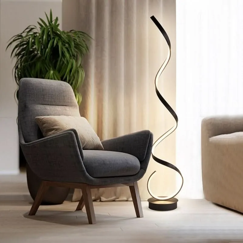 Moderne Stehleuchte mit eleganter Silhouette und Spiralform – Twysta