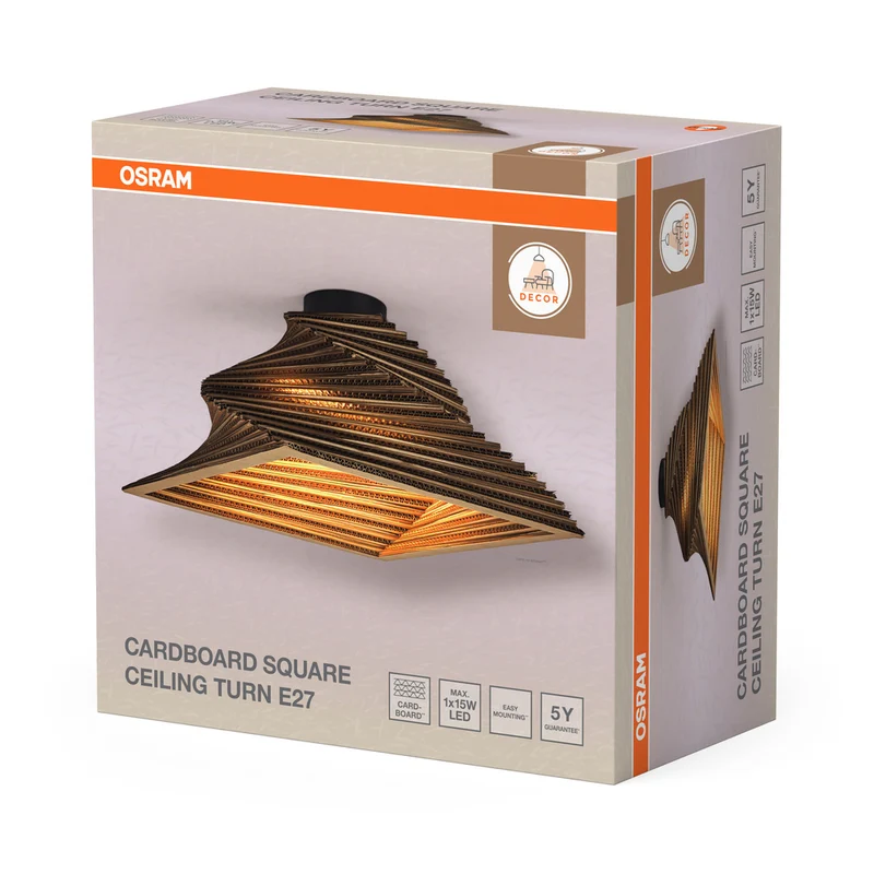 OSRAM DECOR Deckenleuchte Decor Cardboard Square Turn braun