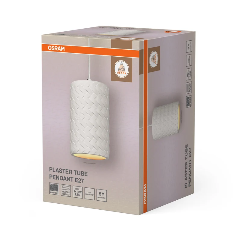 OSRAM DECOR Plaster Tube Gips Pendelleuchte, E27, 140 mm