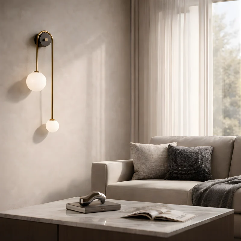Wandleuchte Design aus Eisen und Glas im skandinavischen Stil – Rayora