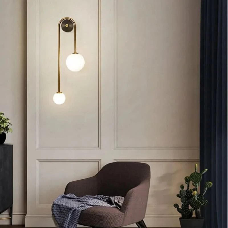 Wandleuchte Design aus Eisen und Glas im skandinavischen Stil – Rayora