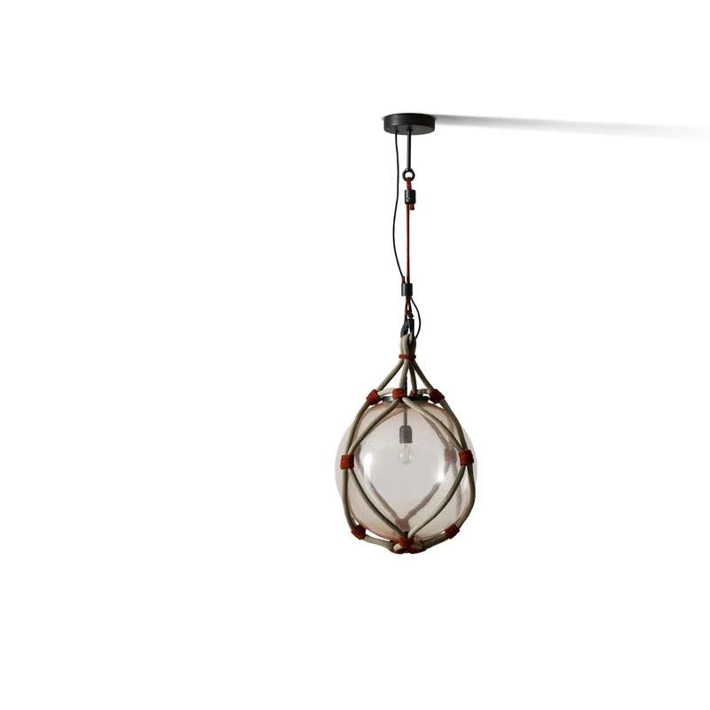Blown Glass and Rope Outdoor Lamp BOLLICOSA NAUTILUS, designed by Cassina