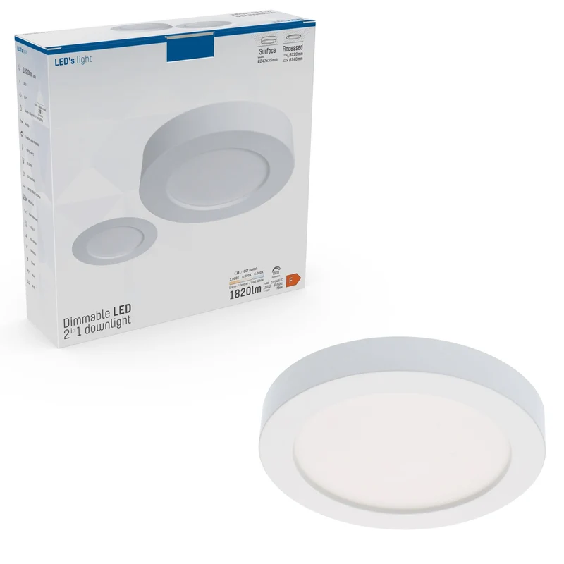 LED-Strahler 25cm dimmbar 15W CCT warm-neutral-kaltweiß Unterputz Aufputz - LED's Light