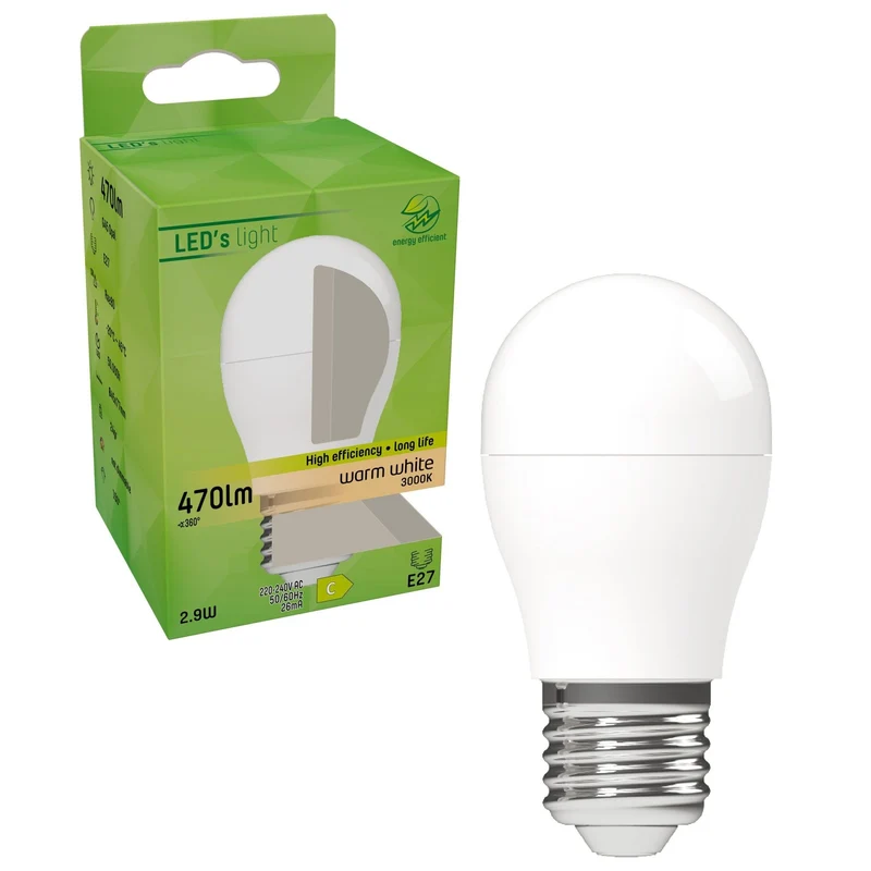 LED Kugel E27 2,9W warmweiß Opal G45 - 50.000h Haltbarkeit - LED's Light