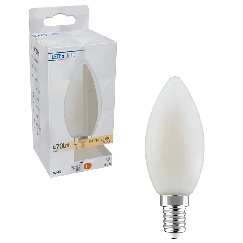 LED Kerze E14 4.5W warmweiß Frosted C35 - LED's Light