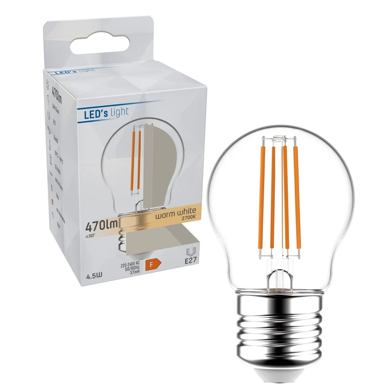 LED Kugel E27 4,5W warmweiß Klar G45 - LED's Light