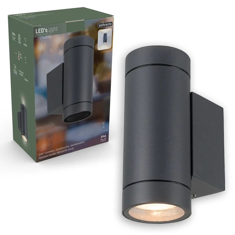 Außen-Wandleuchte anthrazit 2x GU10 IP44 für LED und Halogen bis 35W - LED's Light