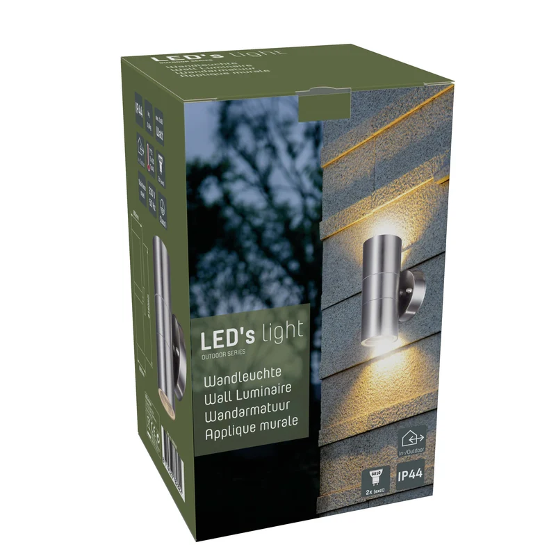 LED Wandleuchte GU10 max. 35W IP44 Silber - LED's Light