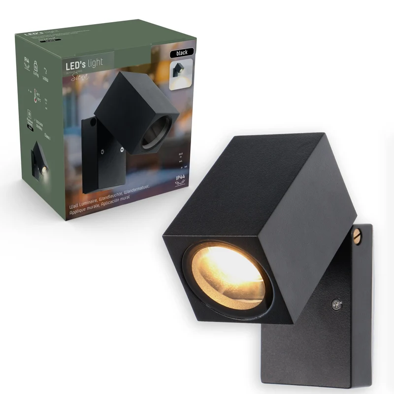 Außen-Wandleuchte schwarz 1x GU10 IP44 für LED und Halogen bis 35W schwenkbar - LED's Light