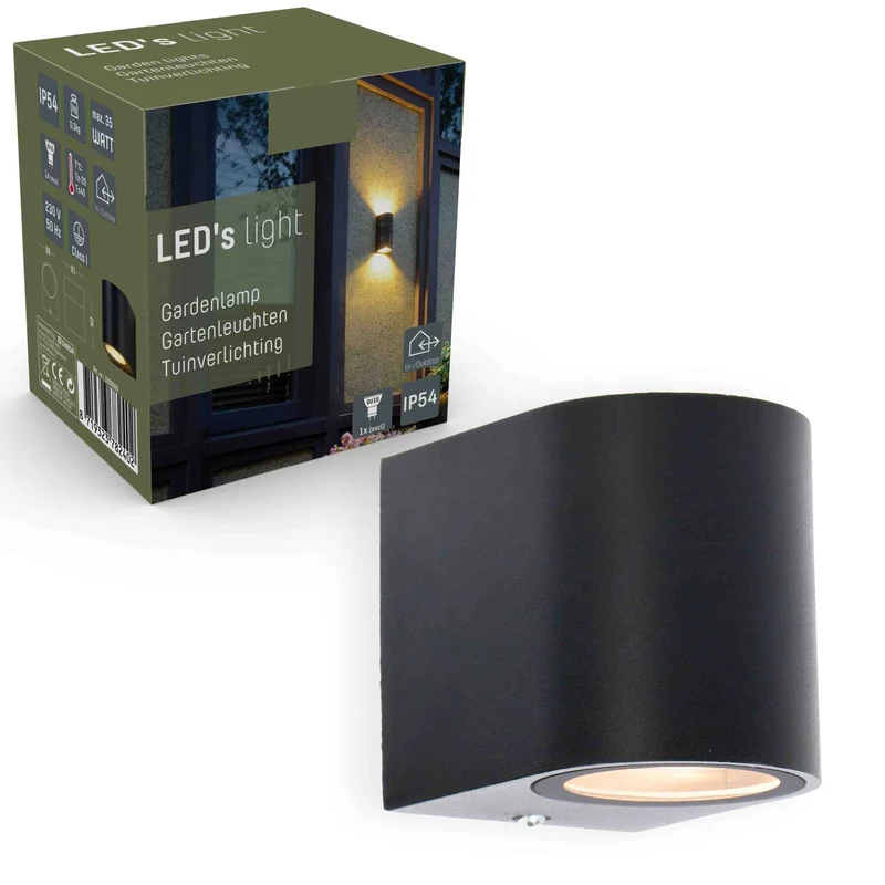 Außen-Wandleuchte schwarz 1x GU10 IP44 für LED und Halogen bis 35W - LED's Light