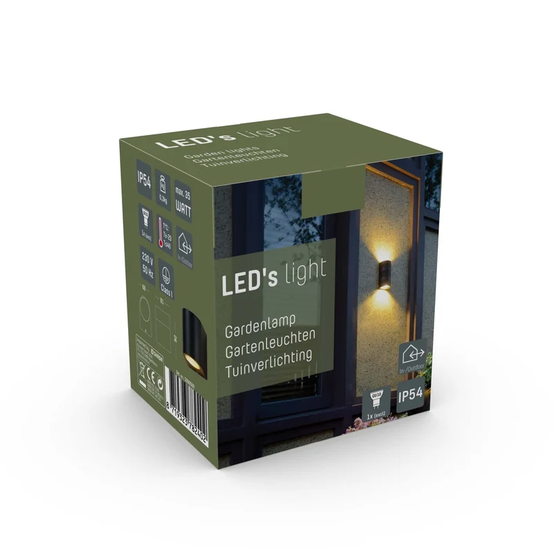 Außen-Wandleuchte schwarz 1x GU10 IP44 für LED und Halogen bis 35W - LED's Light