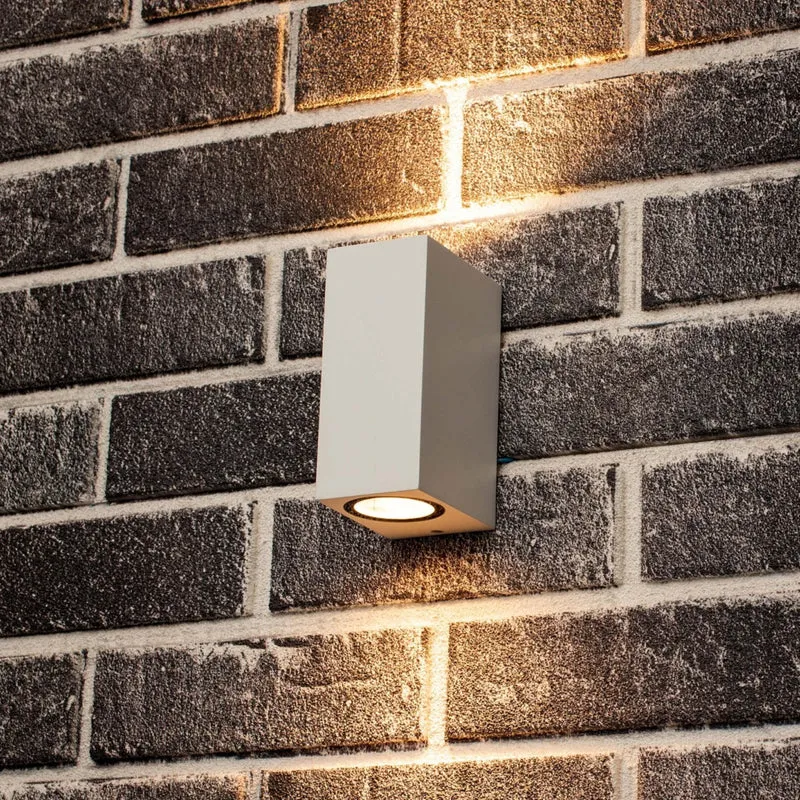 Außen-Wandleuchte weiß 2x GU10 IP44 für LED und Halogen bis 35W - LED's Light