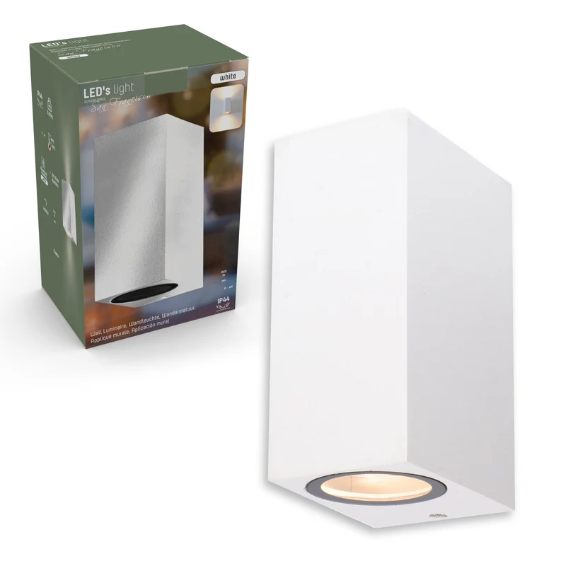 Außen-Wandleuchte weiß 2x GU10 IP44 für LED und Halogen bis 35W - LED's Light