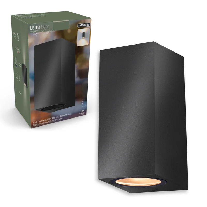 Außen-Wandleuchte anthrazit 2x GU10 IP44 für LED und Halogen bis 35W - LED's Light