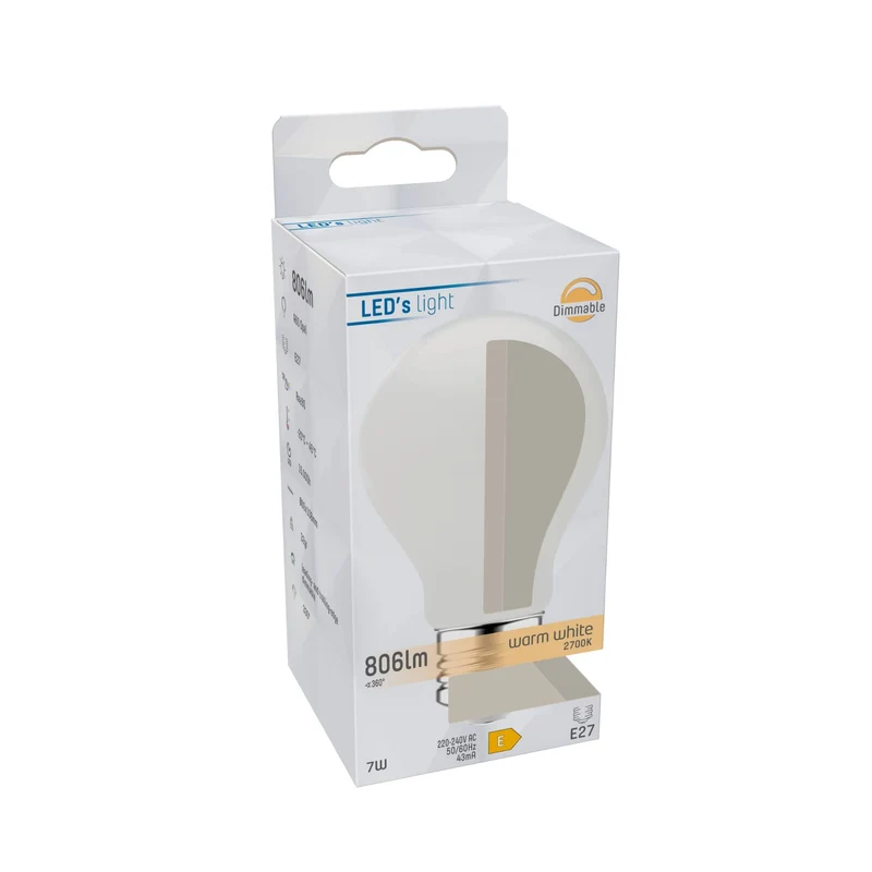 LED Birne E27 dimmbar 7,0W warmweiß Opal A60 - LED's Light