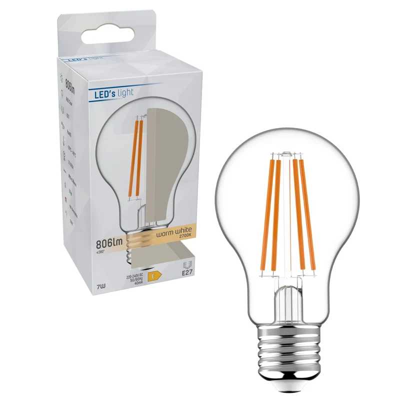 LED Glühbirne E27 7W warmweiß Klar A60 - LED's Light