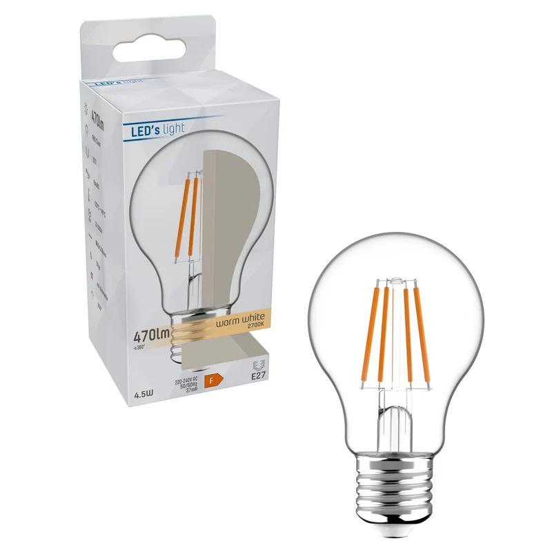 LED Glühbirne E27 4.5W warmweiß Klar A60 - LED's Light