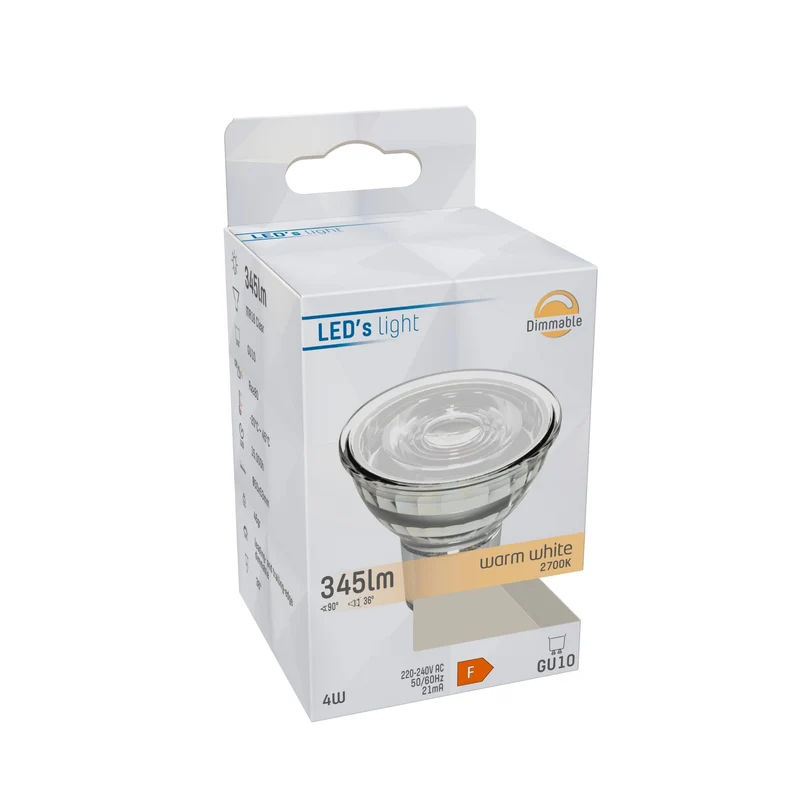 LED Spot GU10 dimmbar 4W warmweiß Klar PAR16 - LED's Light