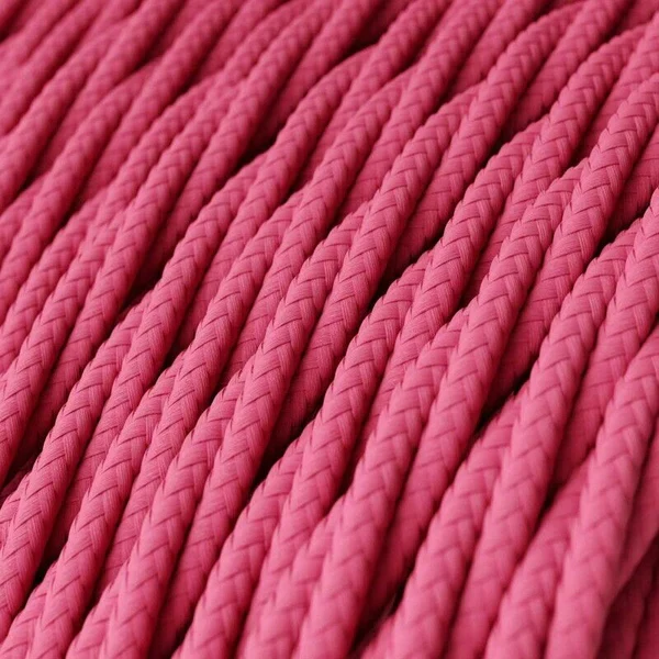 Vintage Netzkabel rosa, verdrilltes Stoff Lampenkabel~2756