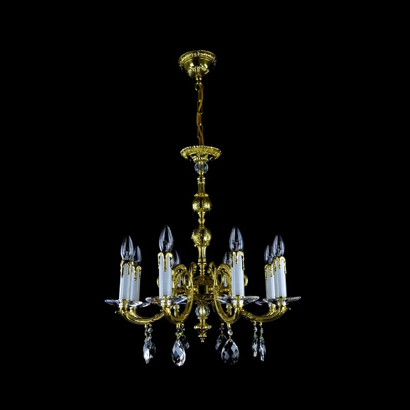Casa Padrino Luxus Barock Kristall Kronleuchter Gold Ø 55 x H. 60 cm - Prunkvolle Messing Kronleuchter mit böhmischem Kristallglas - Barock Möbel - Edel & Prunkvoll