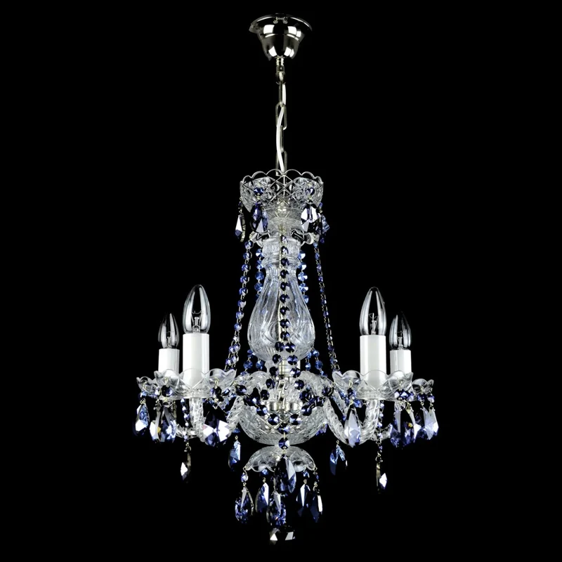 Casa Padrino Luxus Barock Kristall Kronleuchter Silber Ø 50 x H. 50 cm - Prunkvolle Messing Kronleuchter mit böhmischem Kristallglas - Barock Möbel - Edel & Prunkvoll